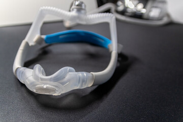CPAP mask with nose mask or nose mask headgear cpap machine against obstructive sleep apnea helps...