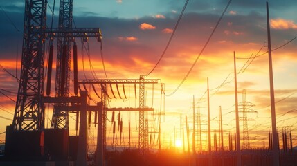 Power Lines at Sunset