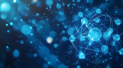 Obraz premium Abstract Blue Network of Glowing Spheres and Lines