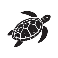 Turtle Shadow Silhouette. Simple White Background Design.