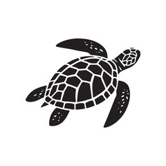 Turtle Shadow Silhouette. Simple White Background Design.
