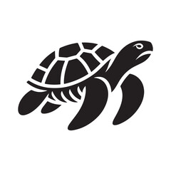 Turtle Silhouette Art - Shadow Design on White Canvas.