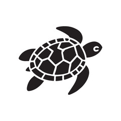 Naklejka premium Simple Turtle Silhouette Illustration - Shadow on White.