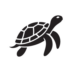 Simple Turtle Silhouette Illustration - Shadow on White.
