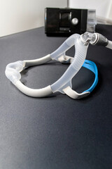 CPAP mask with nose mask or nose mask headgear cpap machine against obstructive sleep apnea helps...