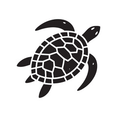 Simple Turtle Silhouette Illustration - Shadow on White.