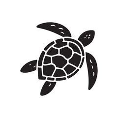 Turtle Silhouette Shadow Effect on White.