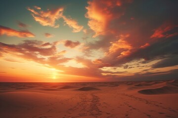 Fototapeta premium Sunset over dunes outdoors horizon nature.
