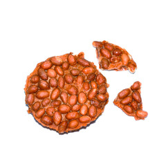 fried peanuts, bake peanuts, thai fried peanut cookies on white background