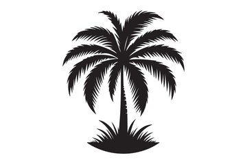 Simple Palm Tree Design in Vector Format with White Background.