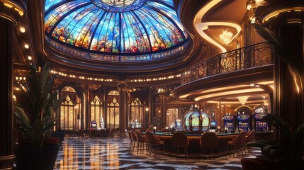 Obraz premium Casino interior 3D render with intricate design and lighting