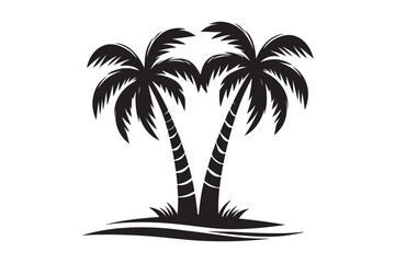 White Background Palm Tree Vector.