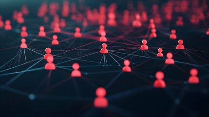 Abstract Social Network Concept with Red Icons