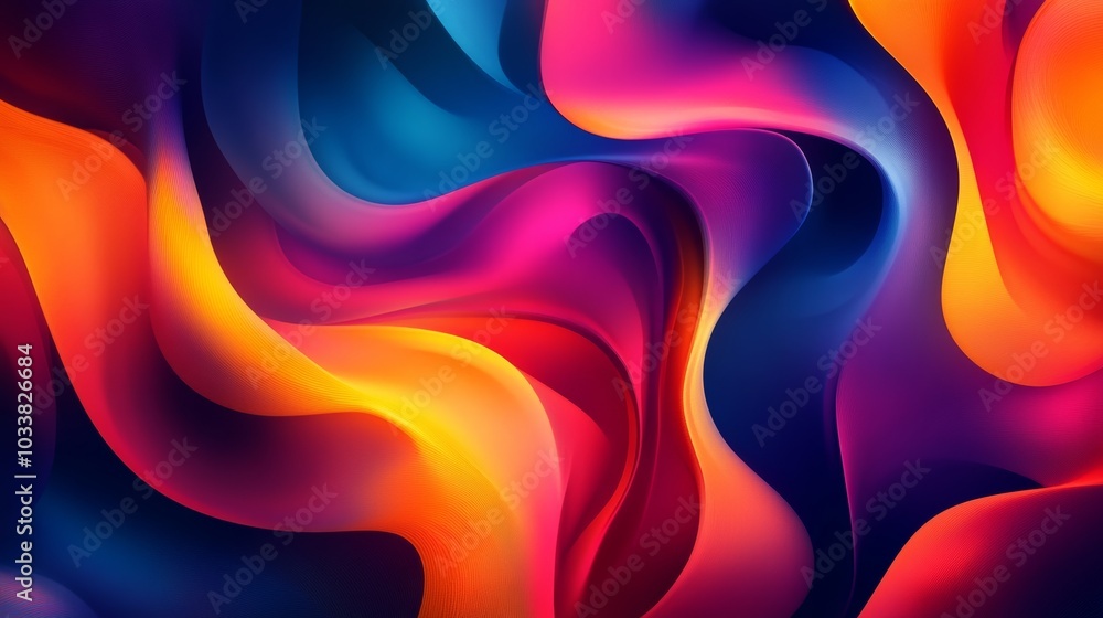 Poster vibrant fluid lines and organic shapes in abstract background with smooth texture, ideal for modern 