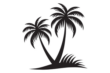 Palm Tree Vector Illustration on Clean White Background.