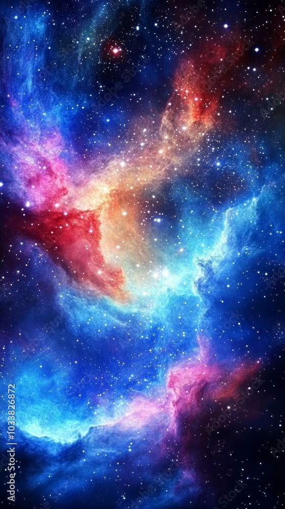 Wall mural explore the mesmerizing depths of space with vibrant nebula clouds stretching across light years in 