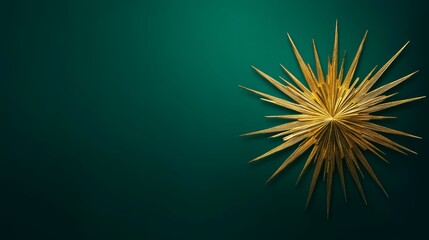 Fototapeta premium Elegant Gold Star Ornament on Emerald Green Background