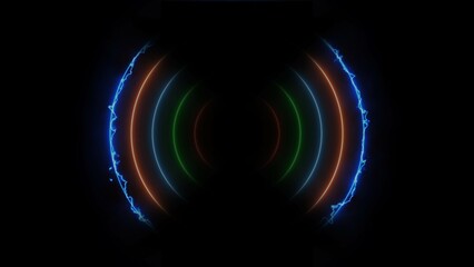 Neon glowing radio wave signal icon background. audio frequency signal icon illustration background.