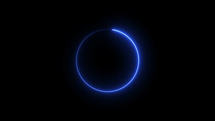 Abstract beautiful neon light circle loading icon background 4k illustration.