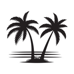 Clean Palm Tree Vector Illustration on Plain White Background.