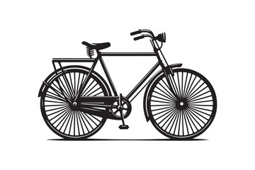 Bicycle Silhouette Vector Illustration. Clean White Background.