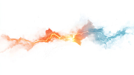 Naklejka premium orange blue electric lightning isolated on white 