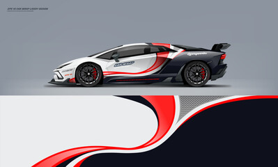 Sport racing supercar wrap livery design white and red color combination for universal medium vector eps10 ready to print printable file © liveryworks