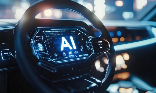 AI Interface in Futuristic Car Cockpit