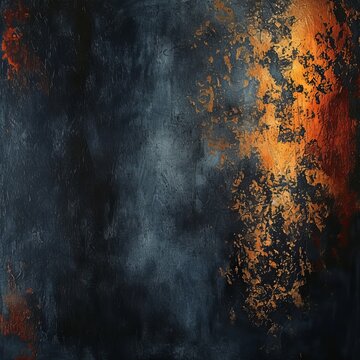 Dark blue and orange abstract background with a textured and grunge look.