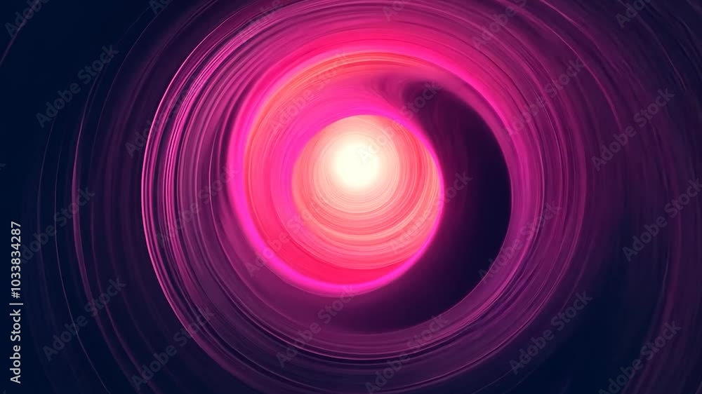Poster abstract animation of a bright light shining at the end of a pink and purple wavy tunnel. seamless l