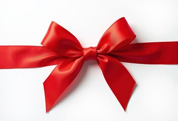 Fototapeta premium Red Satin Bow on White Background