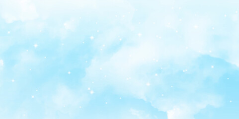 Blue sky background texture with white clouds. Vector art
