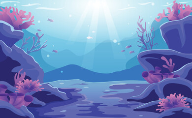 Underwater Cartoon illustration Background Landscape Vector