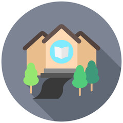 Library rounded multi color icon, use for UI, UX, app and web development, digital or print. for industry, education, construction, transportation, environment, urban planning theme.