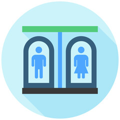 Public Restroom rounded multi color icon, use for UI, UX, app and web development, digital or print. for industry, education, construction, transportation, environment, urban planning theme.