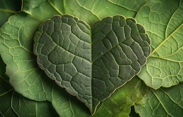 Obraz premium The heart-shaped green leaf found in nature.