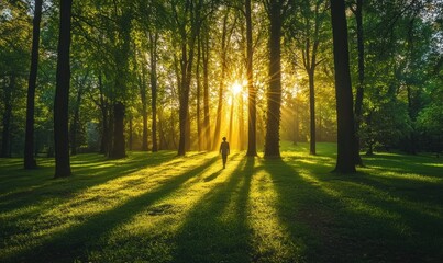 Sunrise Stroll in Tranquil Forest Landscape