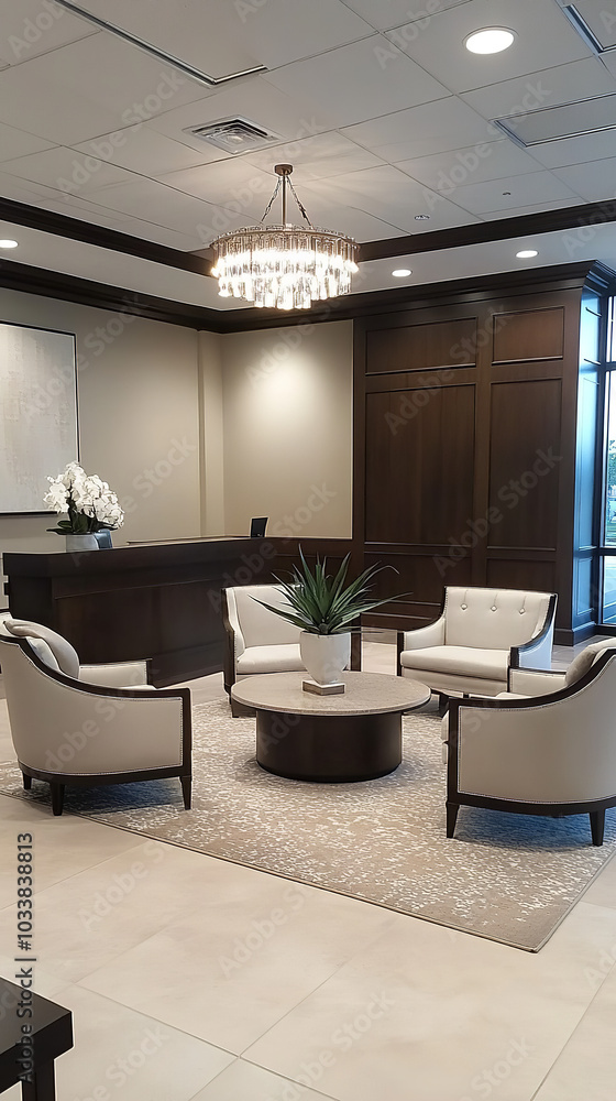 Canvas Prints Elegant Reception Area in a Stylish and Welcoming Insurance Office  