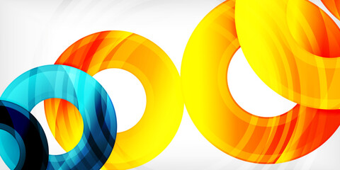 Bright colorful circles with light effects. Abstract background