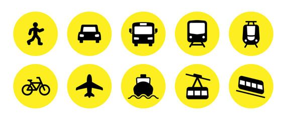 Simple icon set of vehicles