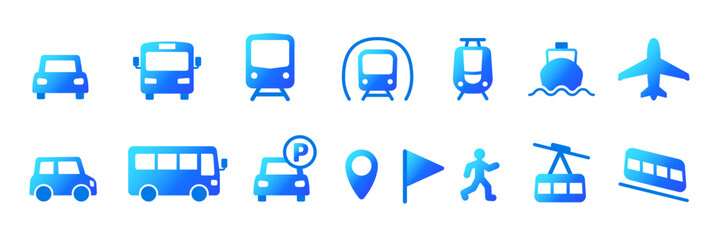 Simple icon set of vehicles
