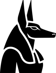 Obraz premium Stylized Vector Illustration of Anubis: A sleek black silhouette of the Egyptian god with defining lines, suitable for cultural designs and education.