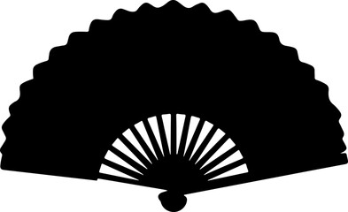 Elegant Black Silhouette of a Traditional Fan, Ideal for Cultural Themes and Decorative Designs