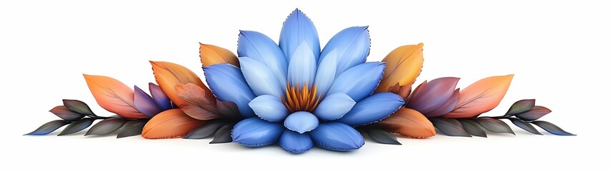 Obraz premium Exquisite blue lotus flower arrangement with vibrant leaves creating a stunning floral composition for nature lovers