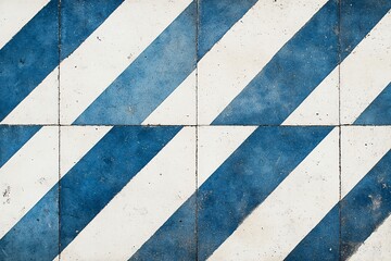 Fototapeta premium Blue and White Diagonal Stripe Tile Pattern