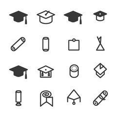 Graduation Caps Diplomas and Education Related Icons