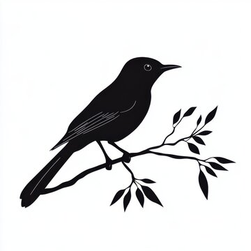 recommend clip art: Silhouette vector illustration of a mockingbird, on white background, 2d flat illustration, perfect for literature-themed designs, educational materials, and nature brandin