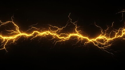Golden Lightning Bolt on Black Background