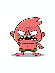 Angry Cartoon clipart Character Face - Vector Illustration, Isolated On White Background