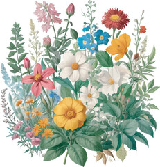 Flowers floral pattern on white background